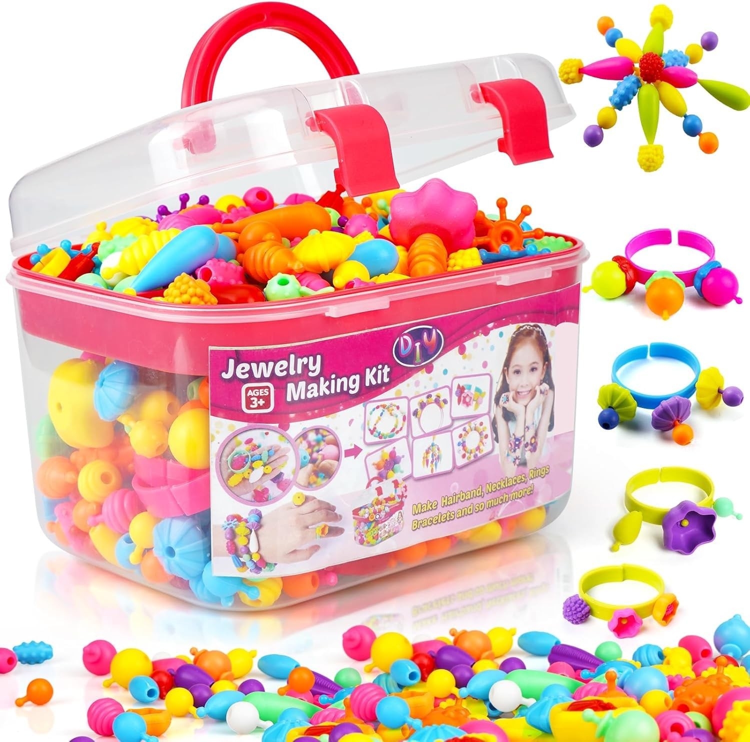 FUNZBO 520+ Snap Pop Beads - Jewelry Making Kit for Medium, Multicolored 