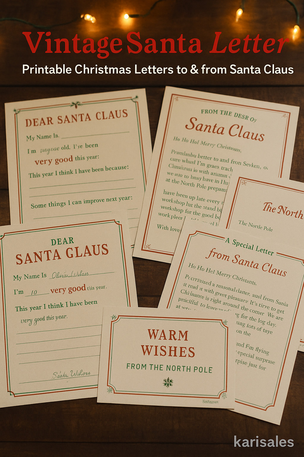 🎅 Vintage Santa Letter Set | Printable Holiday Stationery | Personalized
