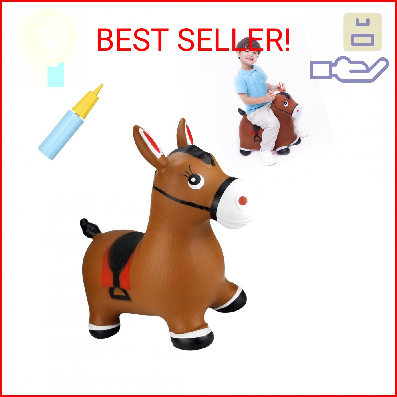 INPANY Bouncy Horse Hopper Toys, Toddlers Bouncing Farm Animals, Inflatable Jump