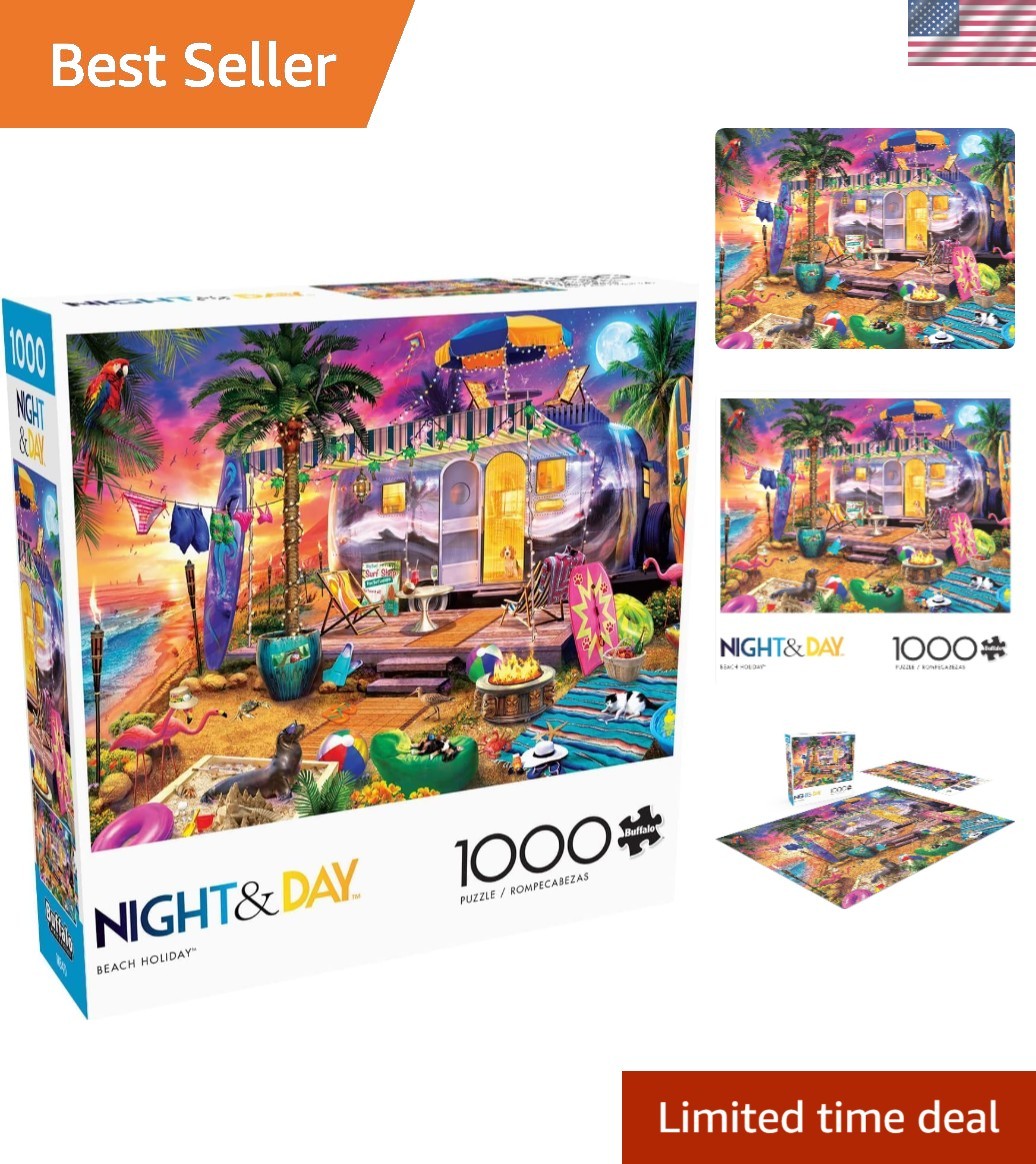 Engaging 1000-Piece Jigsaw Puzzle - Beach Sunset Scene for Family Game Nights