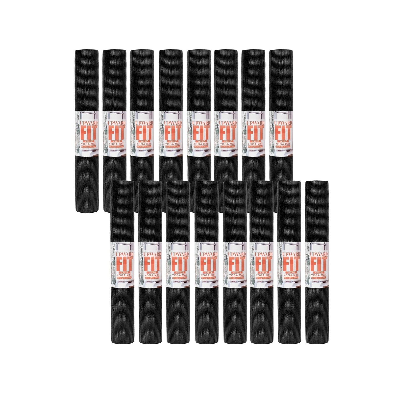 12 or 16-Pack Value Yoga Mat, 68" x 24" Non Slip Exercise Mat, 3mm Thick Gym ...