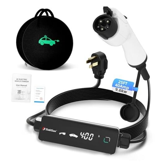 Level 2 EV Charger 40Amp 40Amp,SAE J1772 EVs and Tesla(Adapter Required) silver