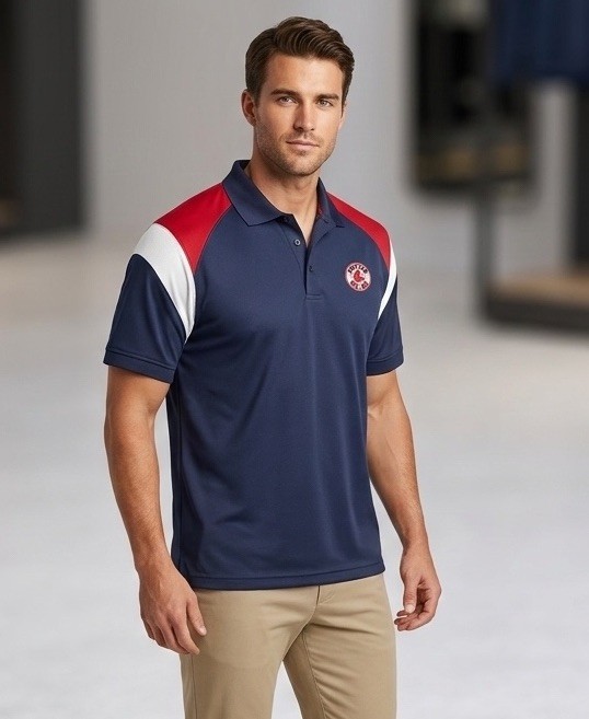Boston Red Sox MLB True Fan Performance Polo Shirt Men’s Size M Navy Red White