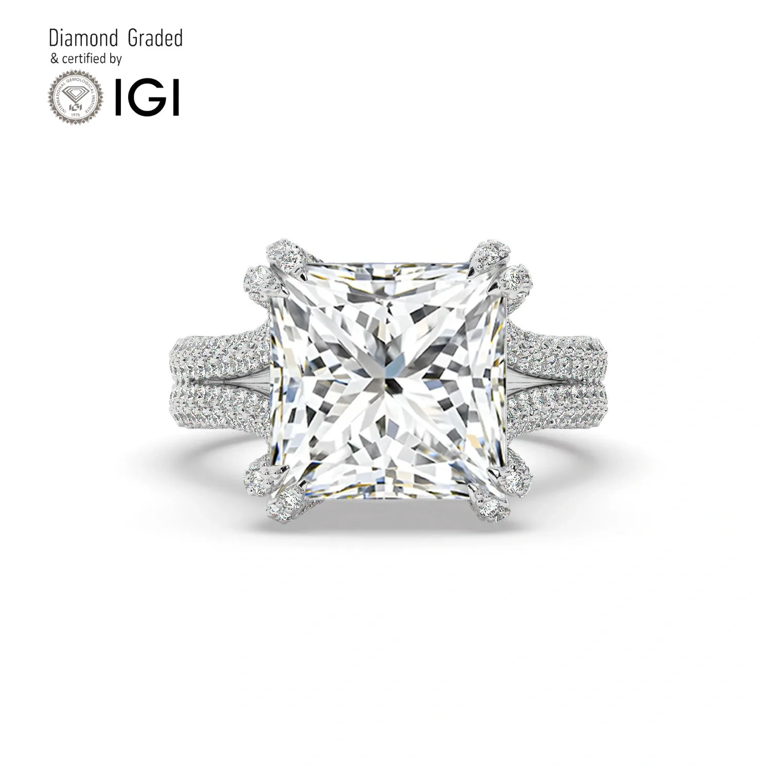 Princess Diamond Engagement Ring Platinum Labgrown 10.10 Ct Solitaire