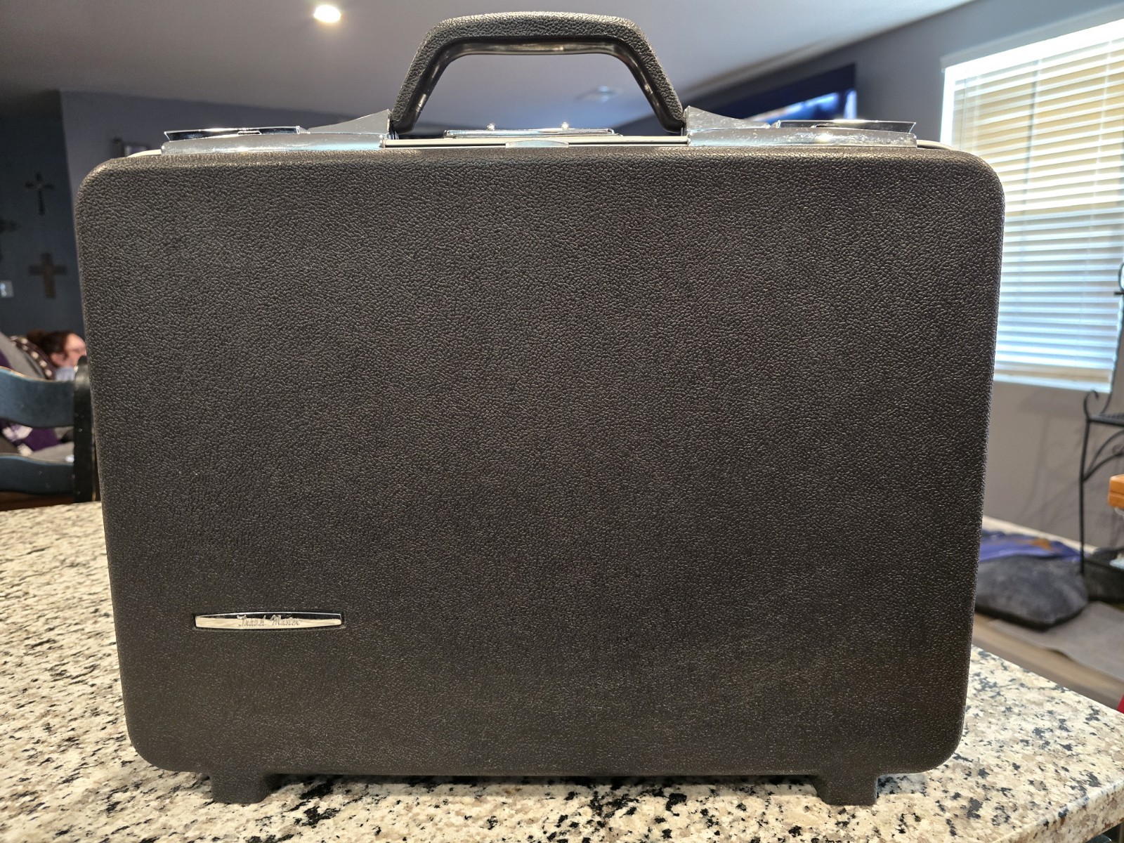 Vintage Sears Briefcase Travel Master Hardshell Combo Lock Dark Gray 18x14x4.Exc