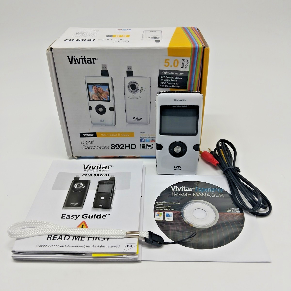 Vivitar 892HD White Digital Camcorder 5MP 4X Digital Zoom Boxed - Tested/Working