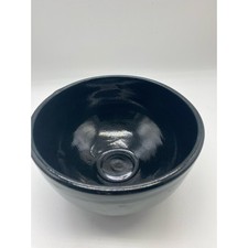 Studio pottery Handmade Small black bowl signed