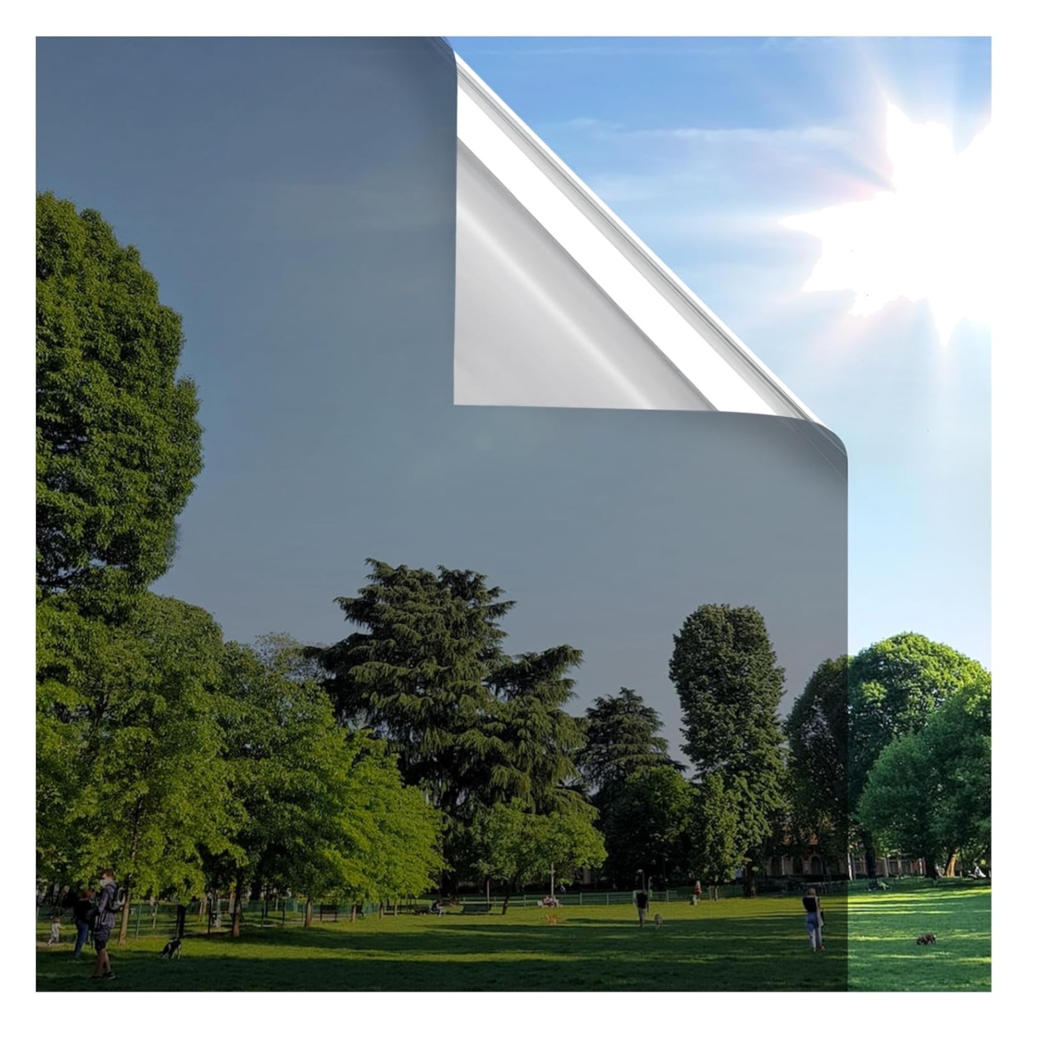 Black Silver One Way Window Privacy Film - Reflective UV Protection, 35.4" x ...