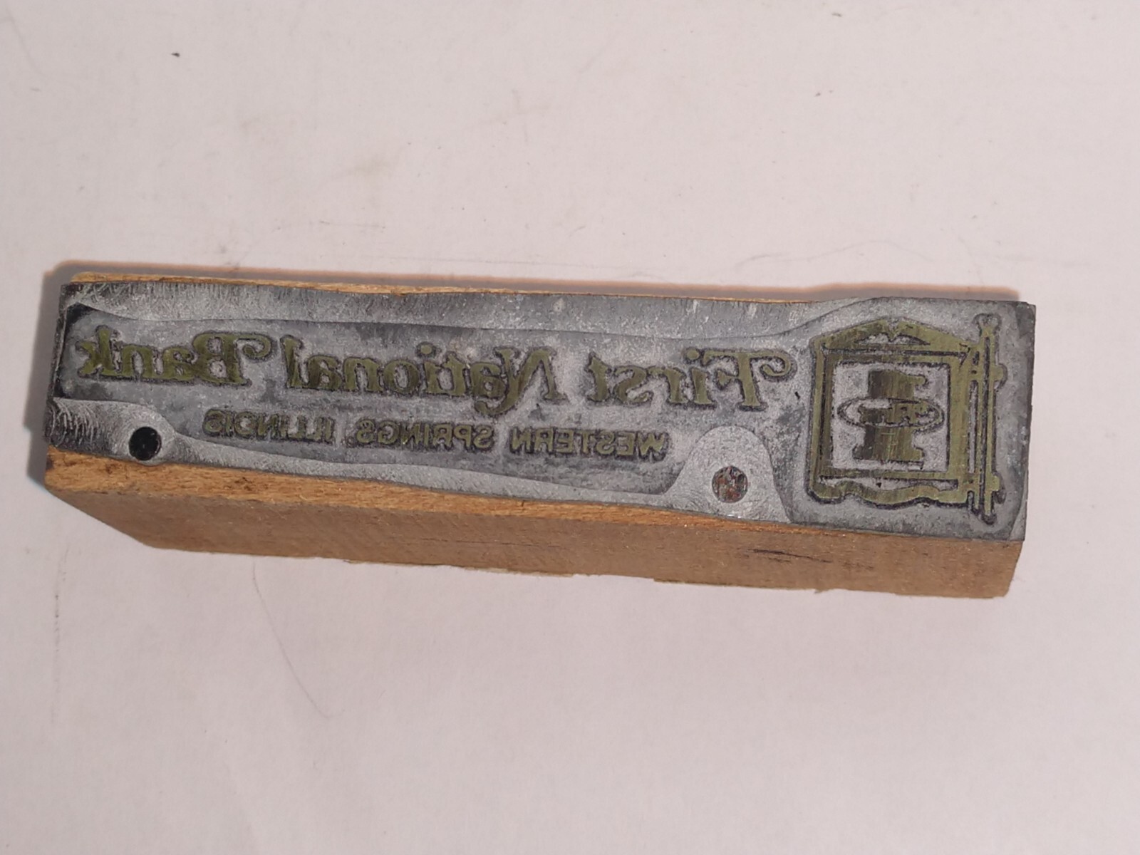 First National Bank Western Springs Illinois Printing Letterpress Printers Block