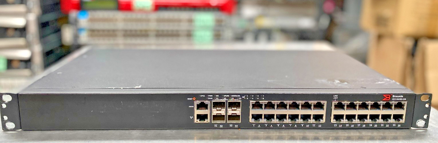 Brocade ICX 6450-24 24-port Gigabit 2-port SFP Network Switch |2x Rackmount ears