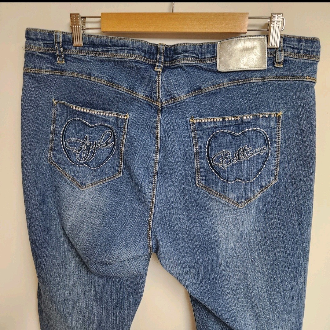 Vtg Apple Bottom Jeans Womens 20W Spell Out Sequin 90s High Rise Y2K Stretch