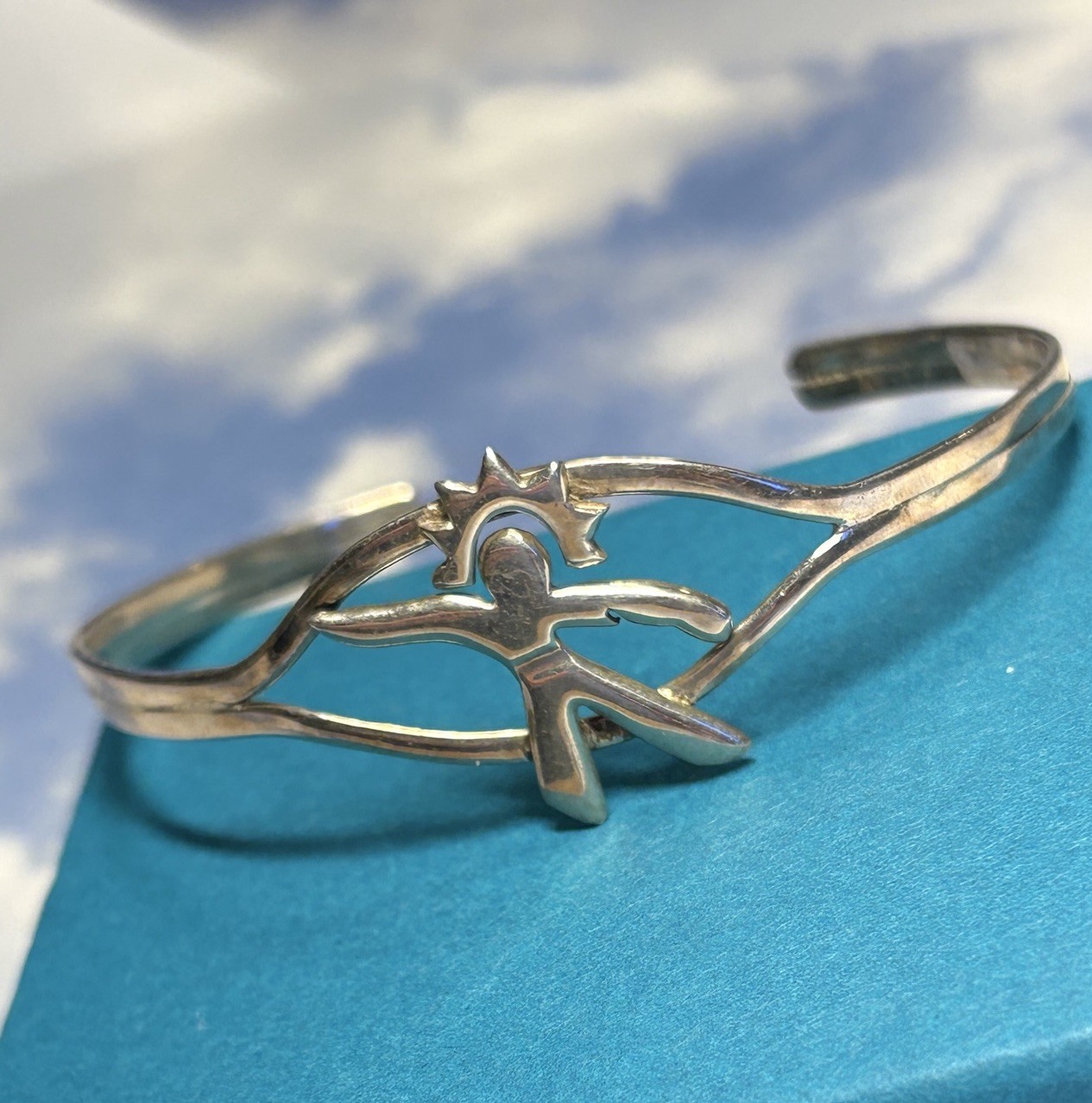 Mexico D’E Sterling Silver Native American Indian Ritual Dancer 925 Bracelet 7”