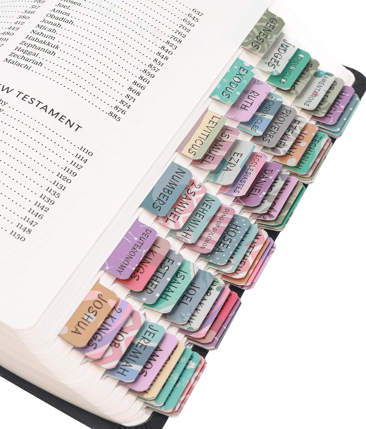 Laminated Bible Tabs for Women & Men - Large Print Tabs for Study Bibles, Boho T