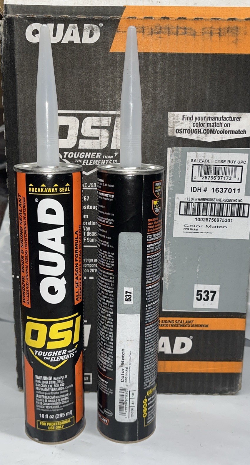 2 Pack OSI Door & Siding Sealant Cartridge Gray 10 Oz 1637011 537 Nickel/Pewter