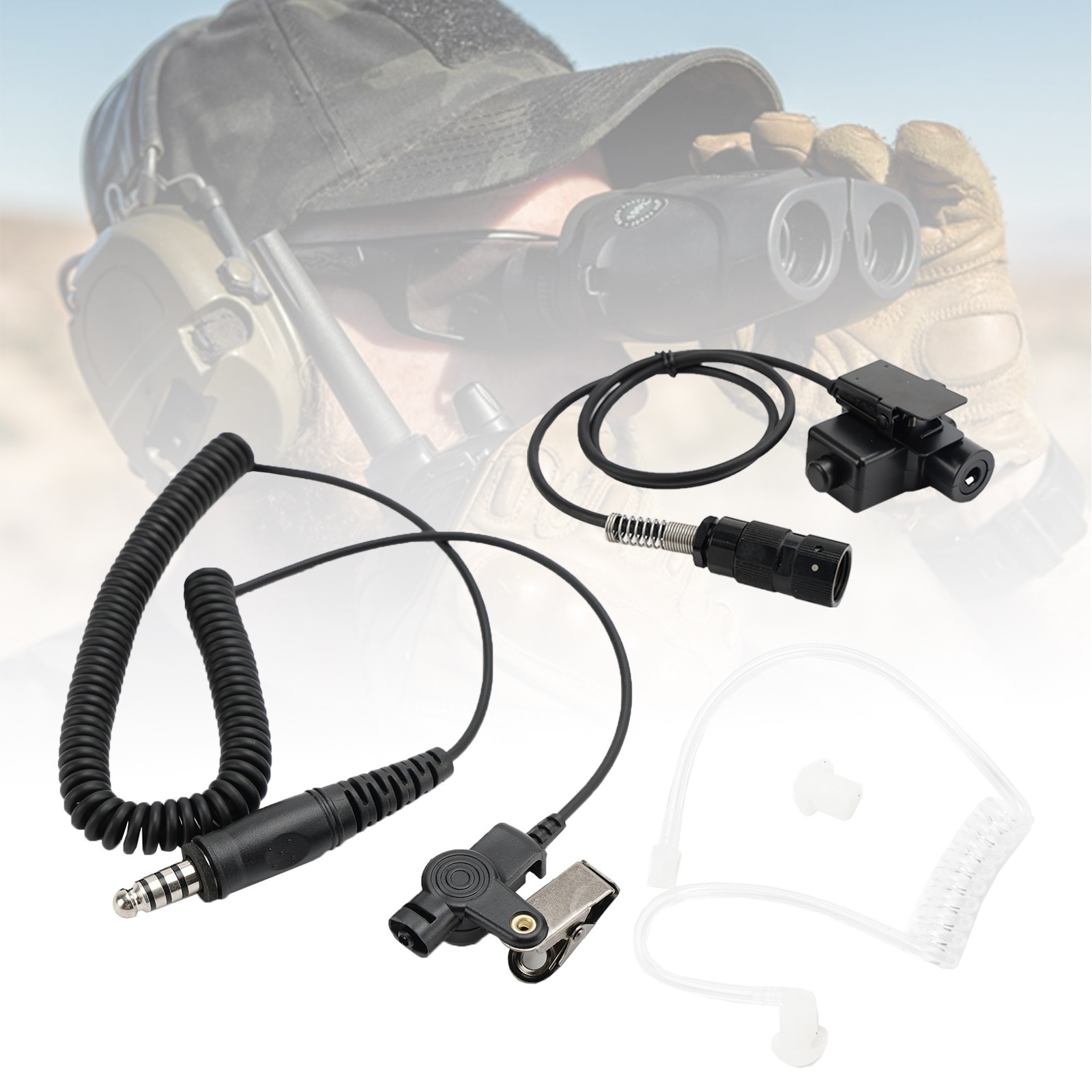 For AN/PRC148 PRC152 U329 6-Pin U94 PTT 7.1-A3 Single Transparent Tube Headset