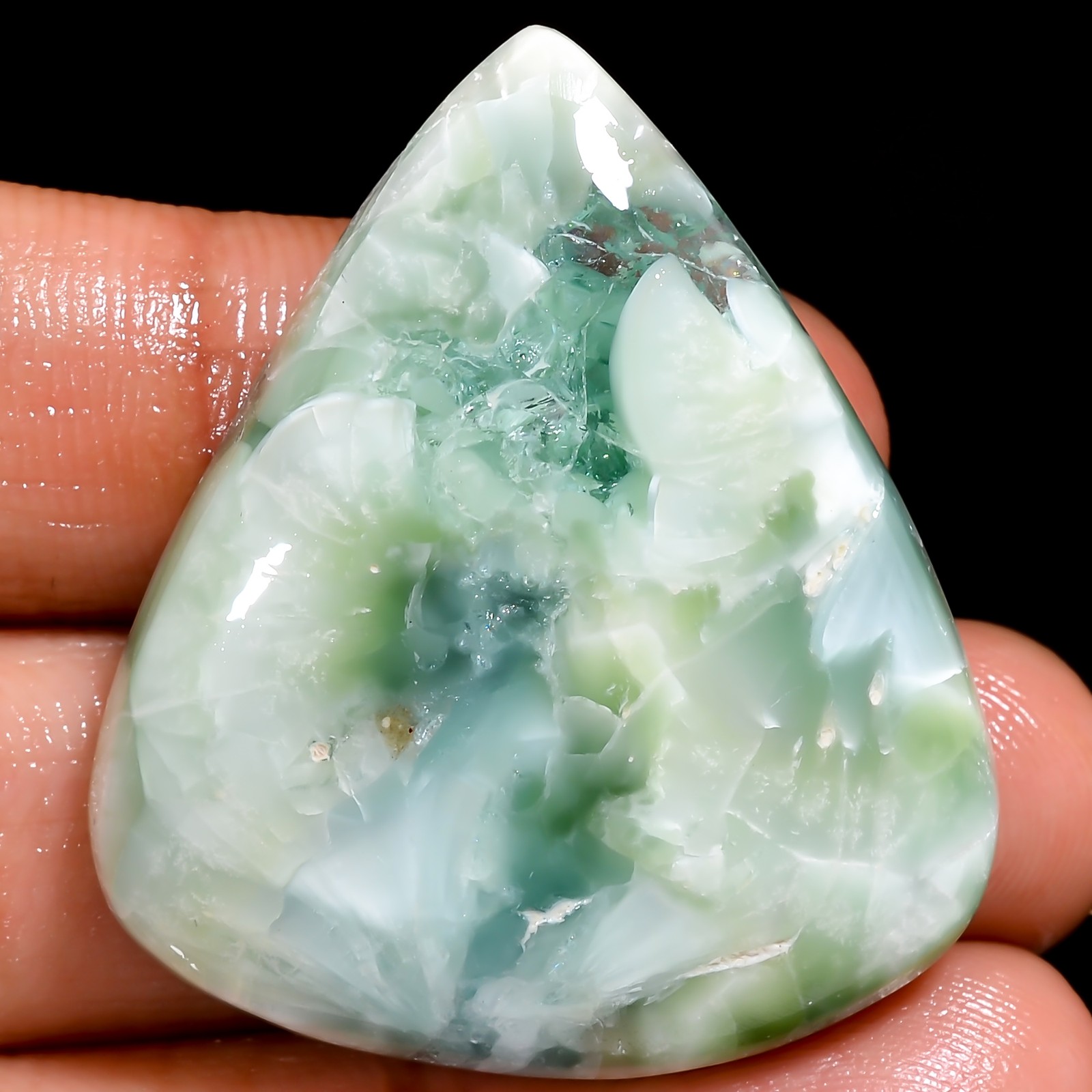 51.95 Ct Natural Light Green Hemimorphite Pear Cabochon Gemstone 30x35x7 mm Li13
