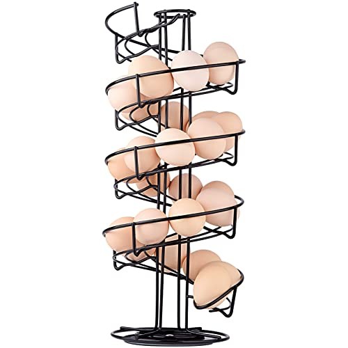  Spiral Design Metal Egg Skelter Dispenser Rack, Storage Display Rack Black