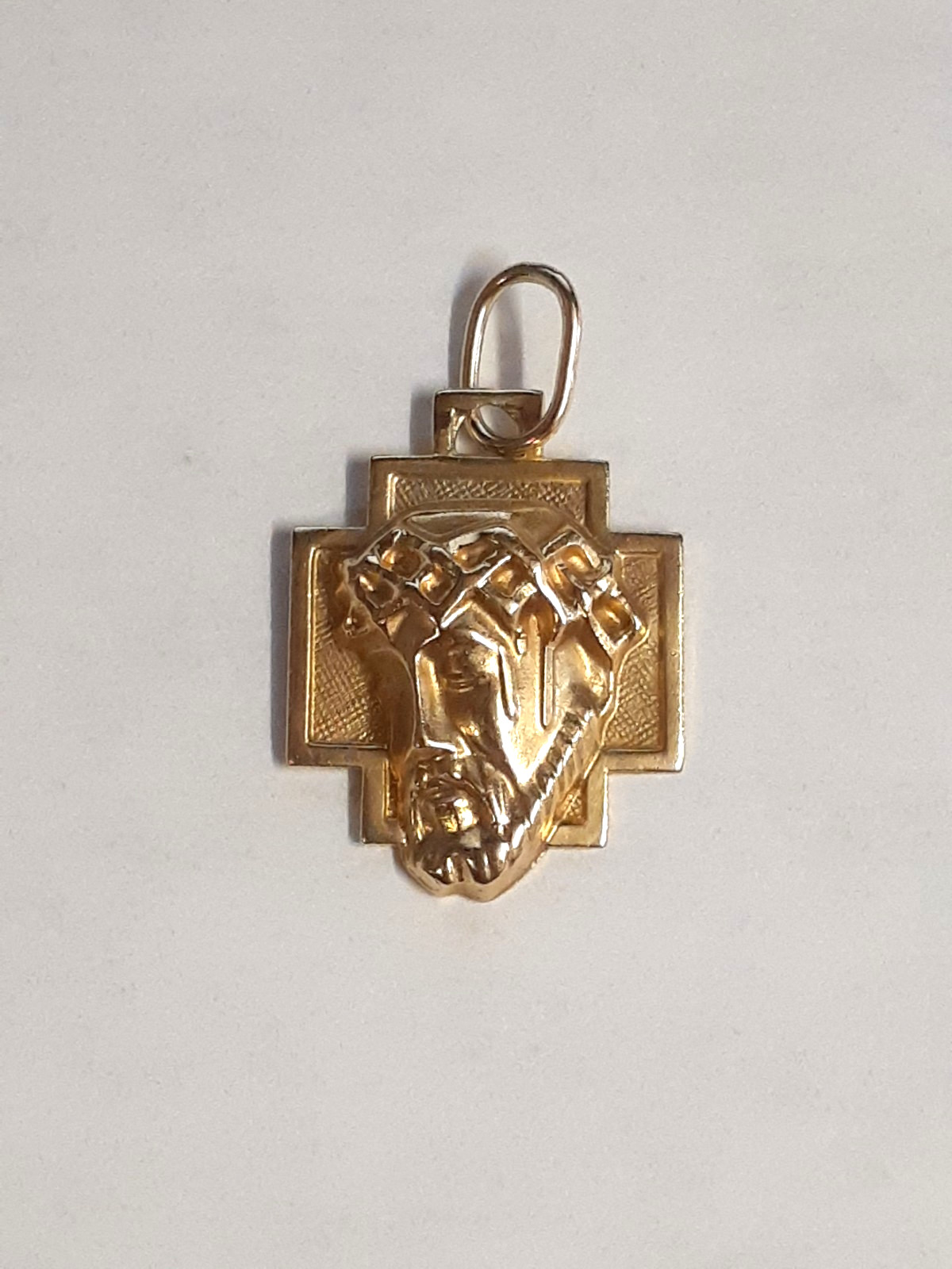 (RI4) 14k Yellow Gold Jesus Head Pendant / Charm (2.1 Grams) Size 1"