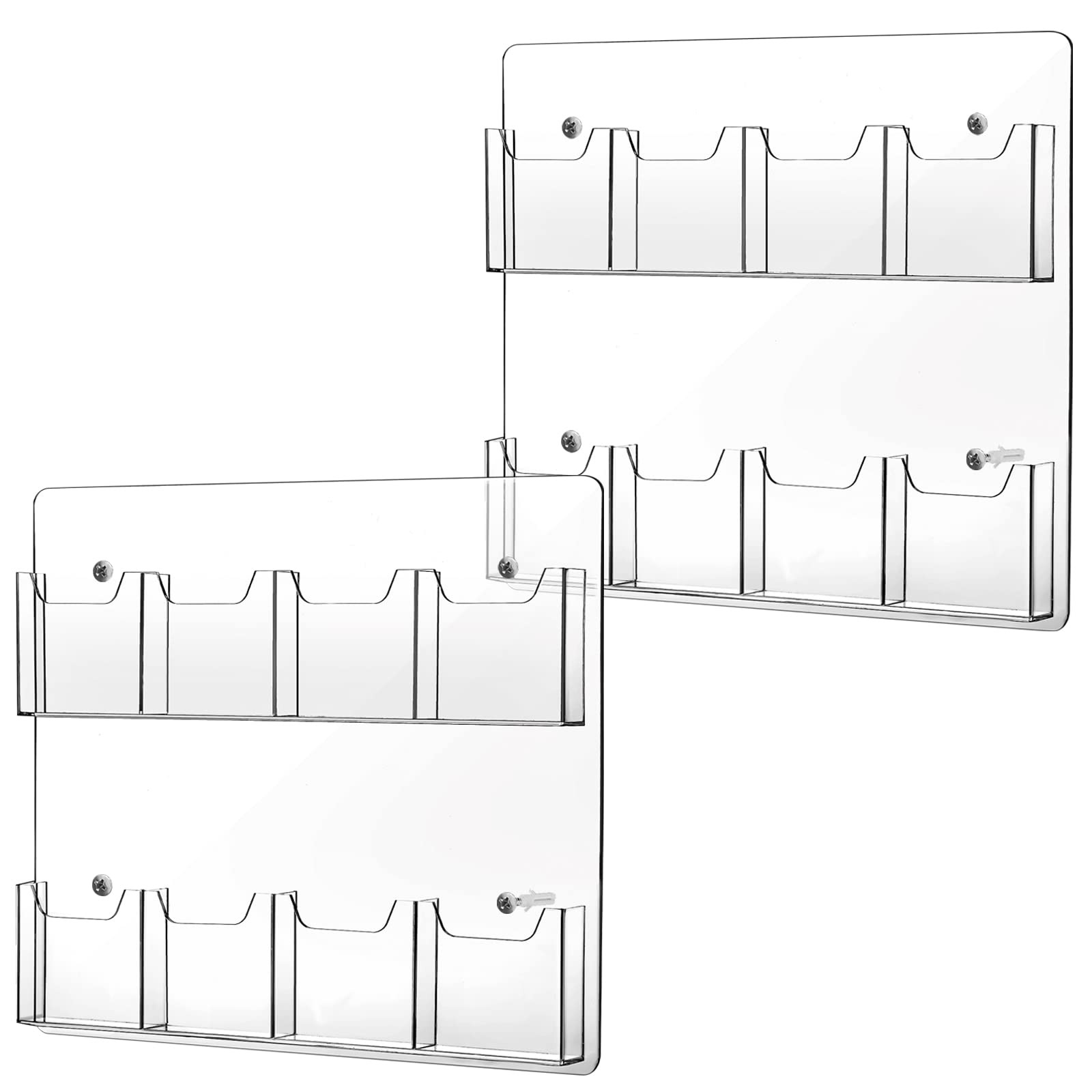 Eersida 2 Pack Acrylic Wall Mount Brochure Holder Clear Pamphlet Display