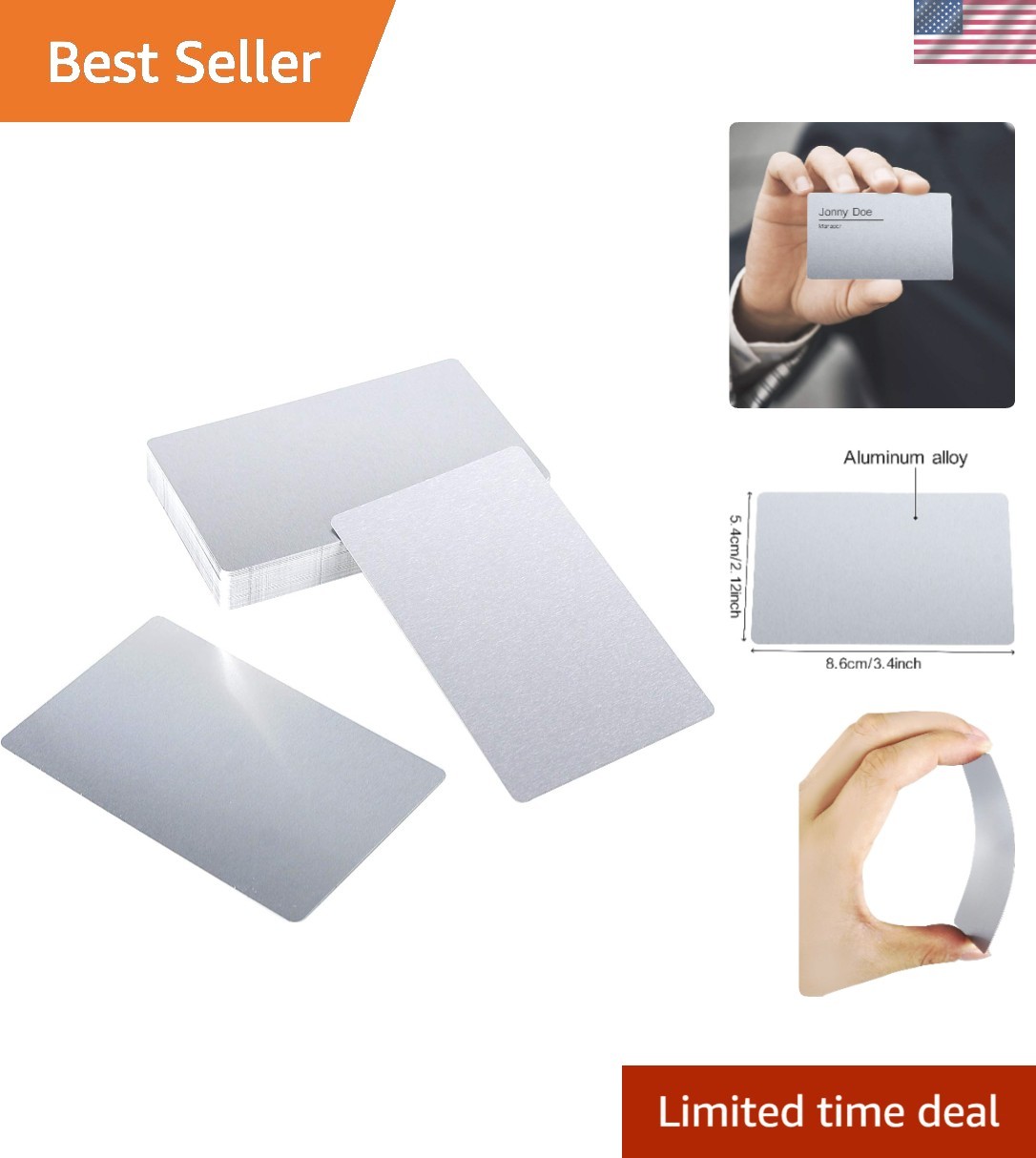 Versatile 50 Pack Metal Business Cards -  3.4x2.1 for DIY Engraving