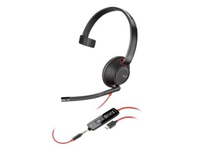 HP-New-8X230AA _ POLY BLACKWIRE 5210 MONAURAL USB-C HEADSET +3.5MM PLU