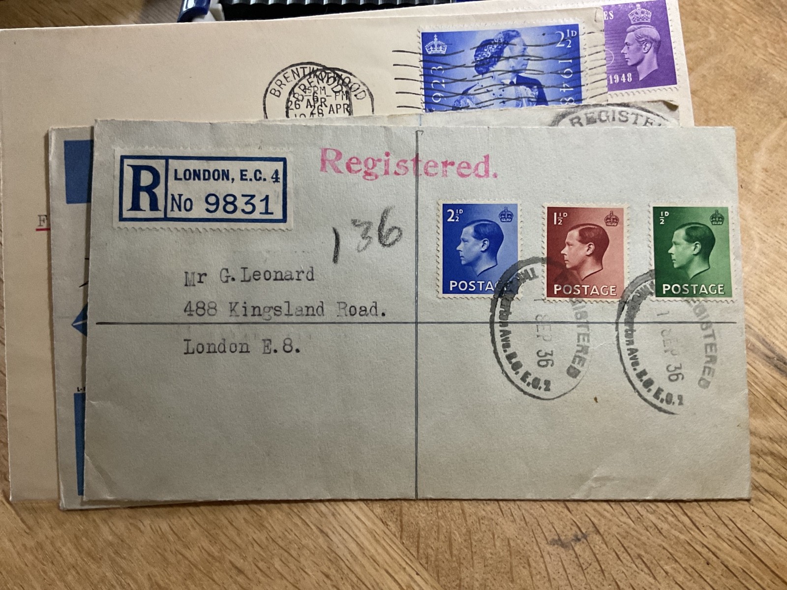 Great Britain four stamp covers B3177