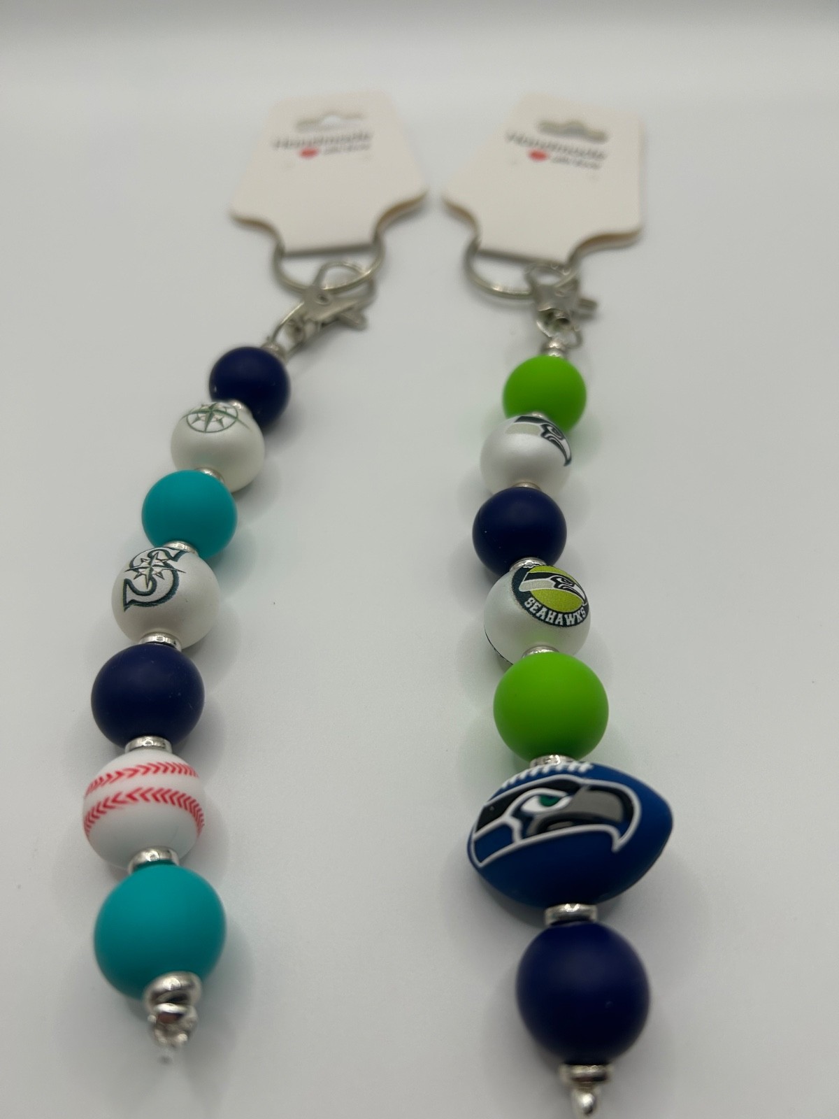 Seattle Seahawks/Mariners Set Beaded Keychains/Purse Clips