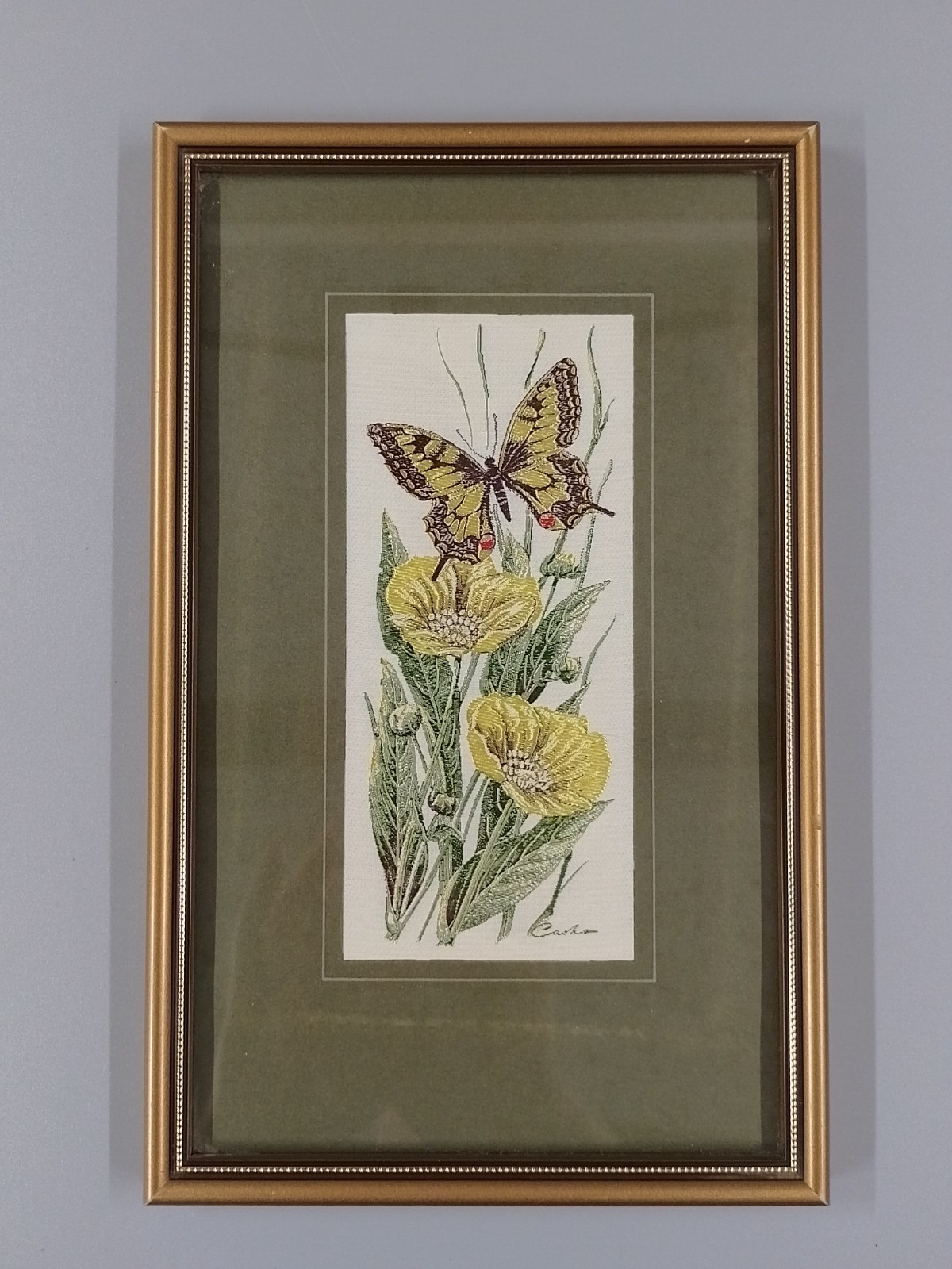 Miniature Woven Silk Picture Of Swallowtail Butterfly J & J cash Wall Art