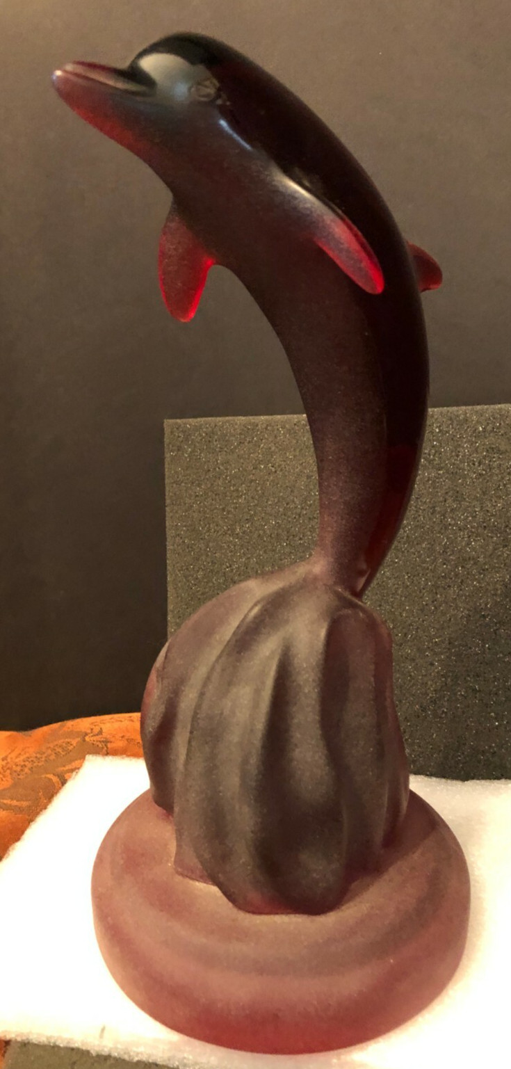 J.Boiros Kalonite Dolphin Sculpture Deep Red 10.5"  Ltd.Ed. Signed, Numbered