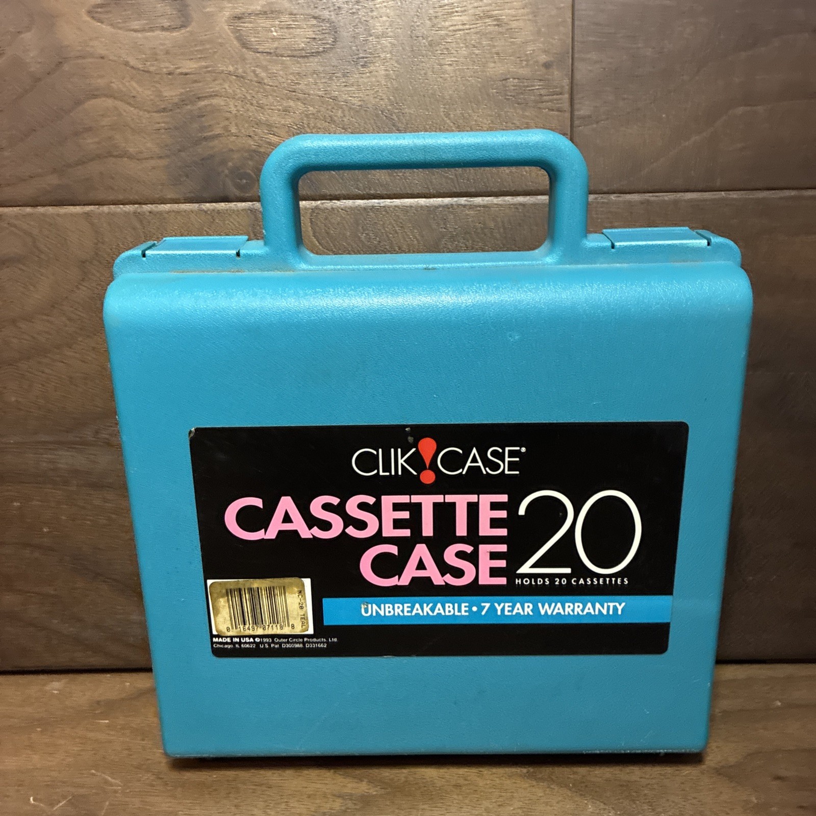 Vtg Clik Case Plastic Cassette Storage Teal Carrying Case 20 Tapes Snap Closure