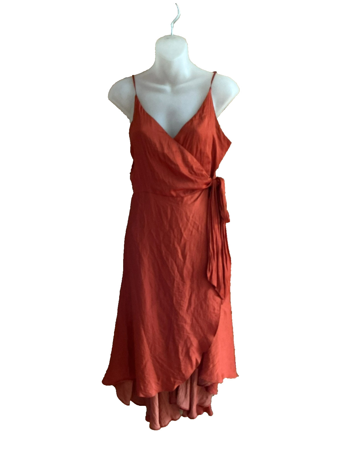SHEIKE Amazon Wrap Midi Dress Womens Size 10 Rust Wedding Guest Boho Chic