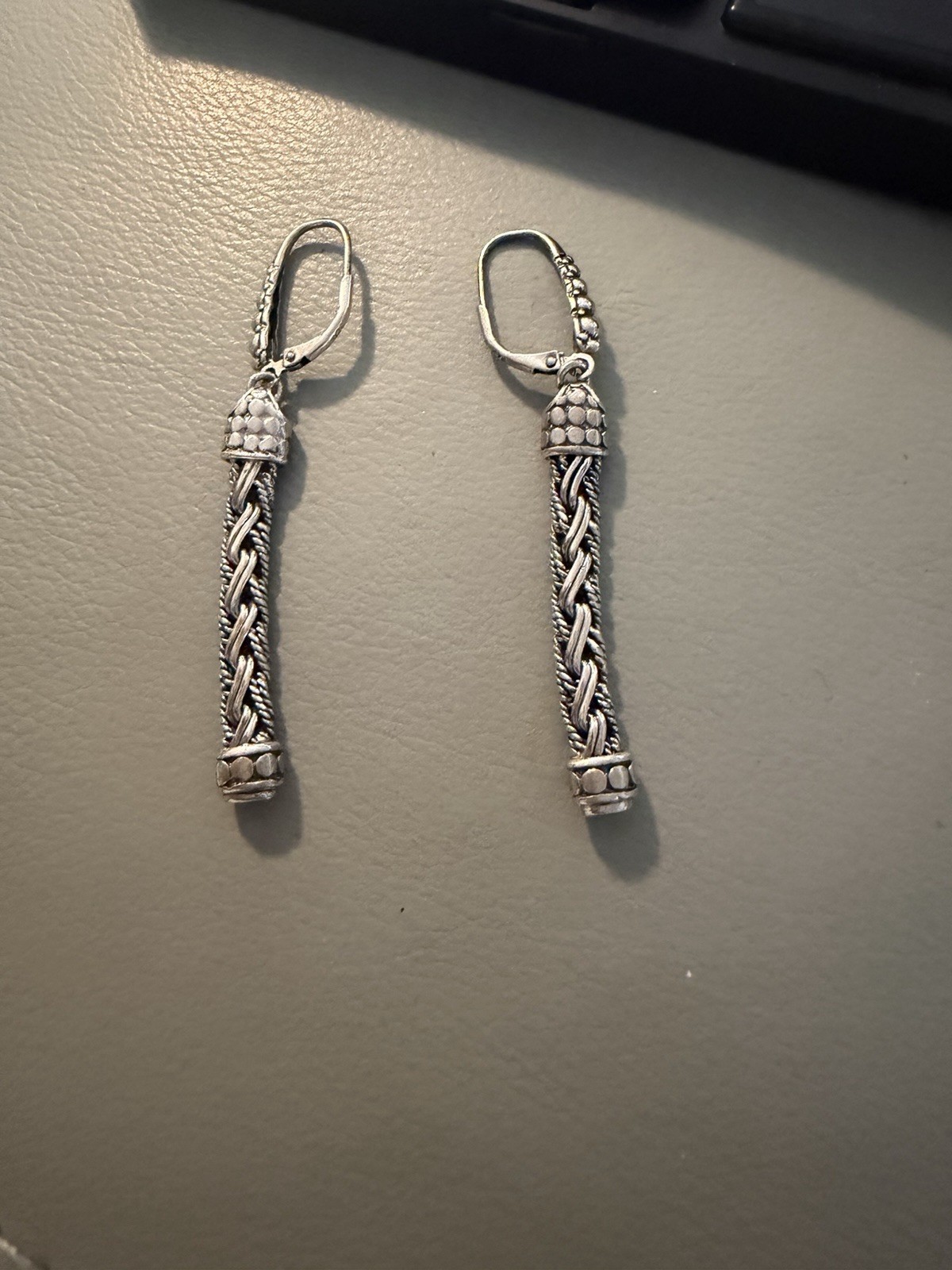 Sarda Artisan Of Bali  CHAIN Foxtail earrings 925  2..33” Drop #615