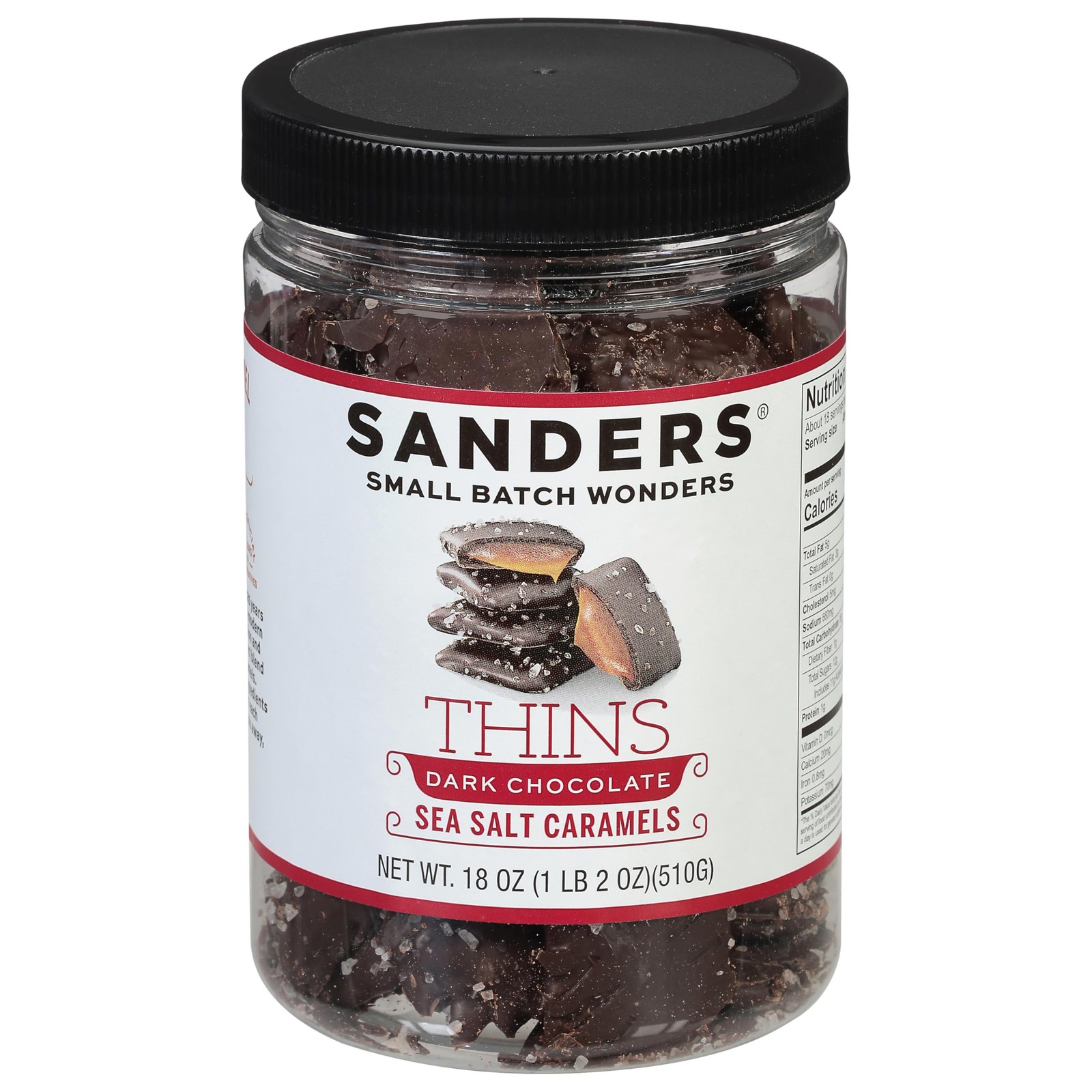 Dark Chocolate Sea Salt Caramel Thins - 18 oz. Tub