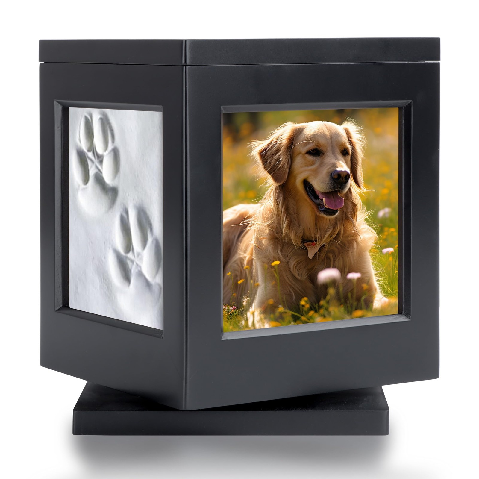 DiDiBirDi Personalized Pet Urn for Ashes - Black Wood Memorial Keepsake Cat Dog