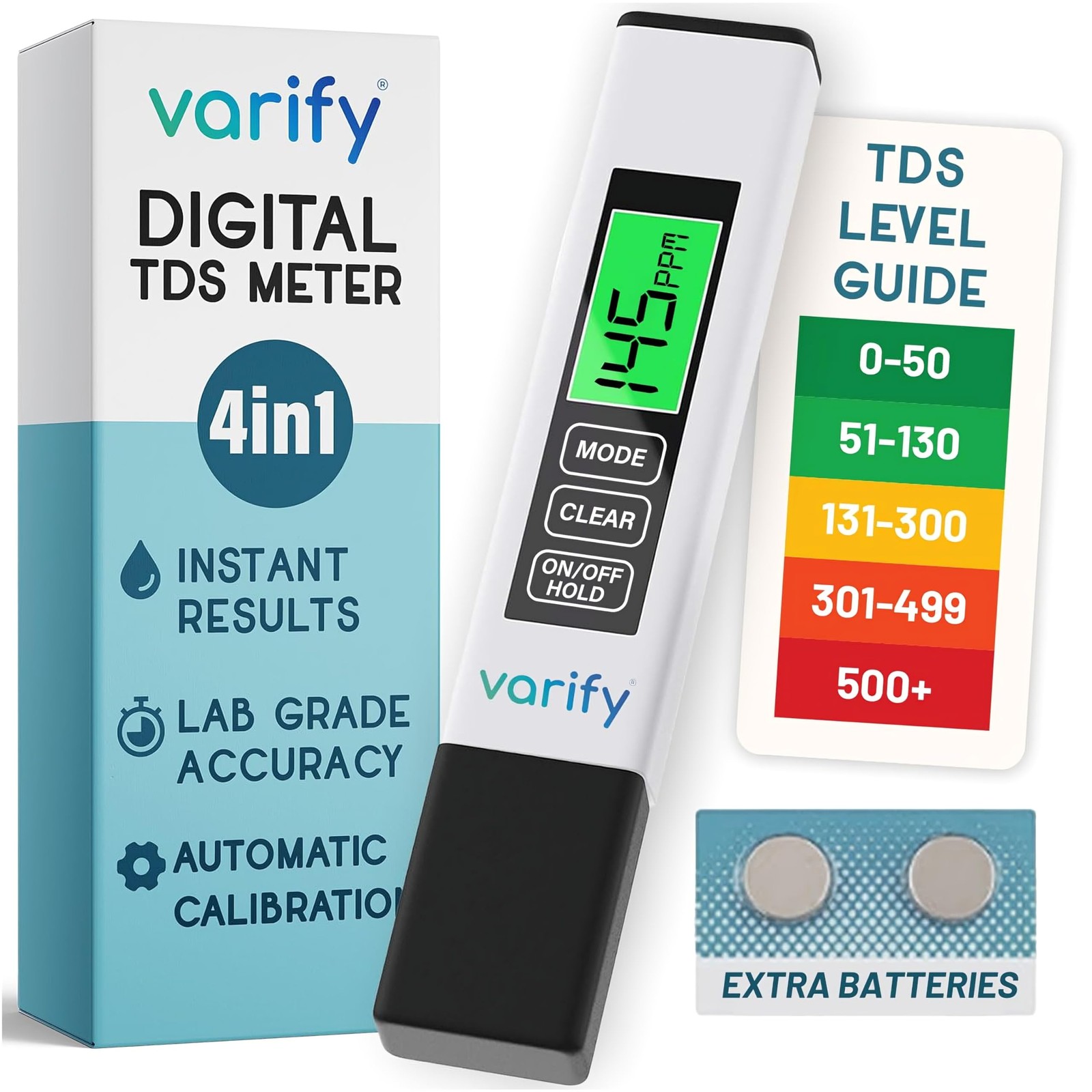 Instant 4-in-1 TDS Meter Digital Water Tester for Drinking Water | Accurate 0–99