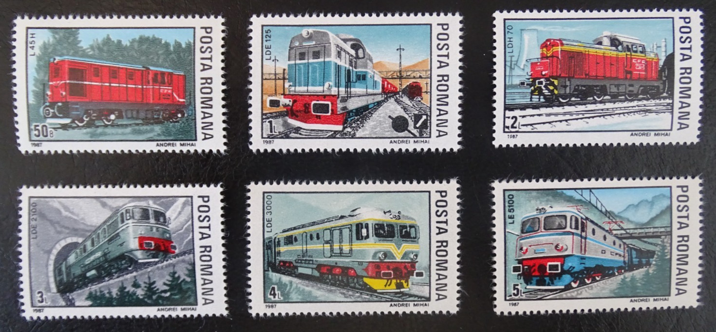 Romania Mi 4366-4371 **, Sc 3468-3473 MNH, Railway Trains