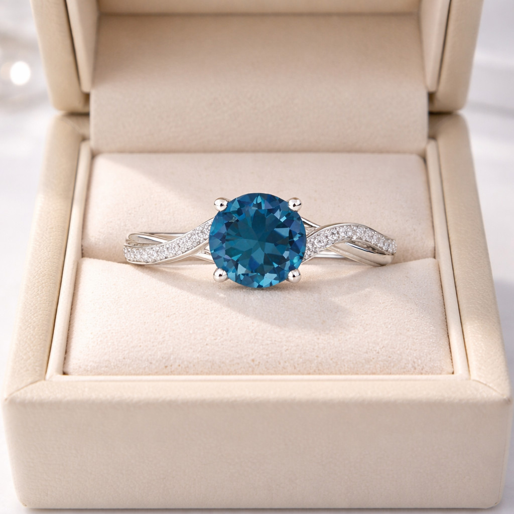 2.60 Ct Round Cut Natural Aquamarine & Diamond  Wedding Ring 14K White Gold Sz 7