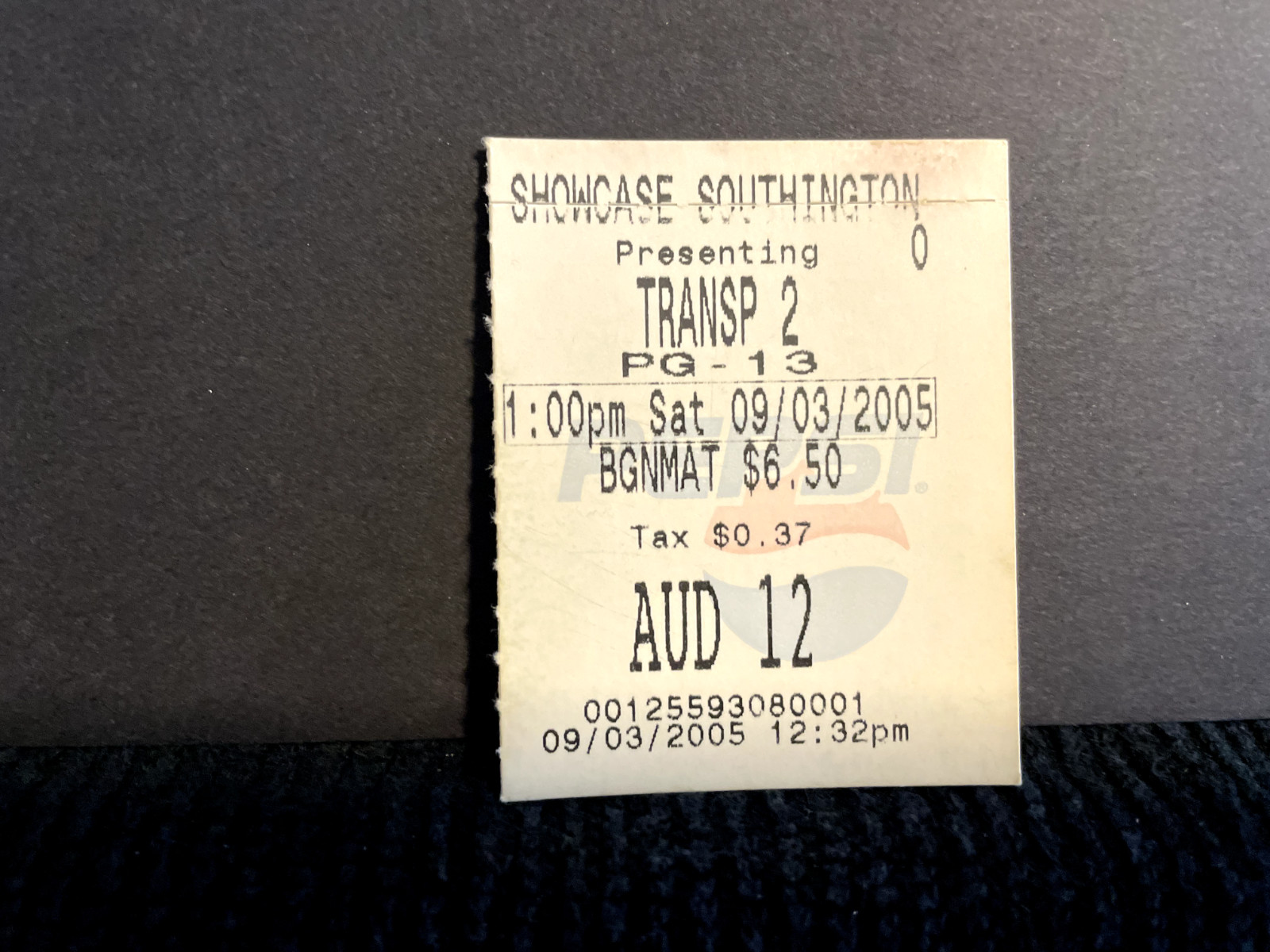 Vintage Movie Ticket Stub Transporter 2