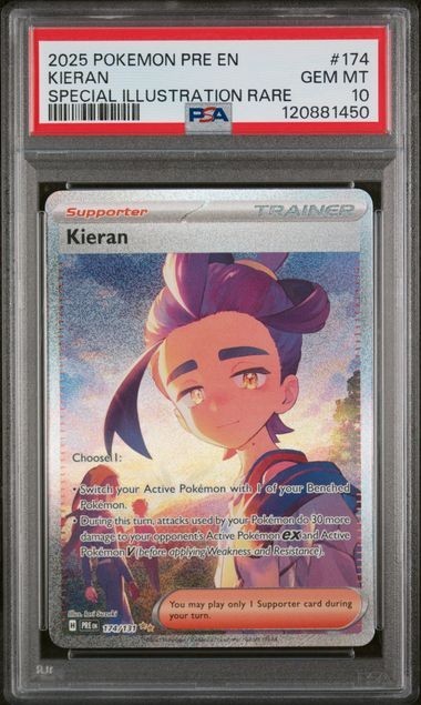 PSA 10 KIERAN 174 PRISMATIC EVOLUTIONS SCARLET & VIOLET TRAINER POKEMON