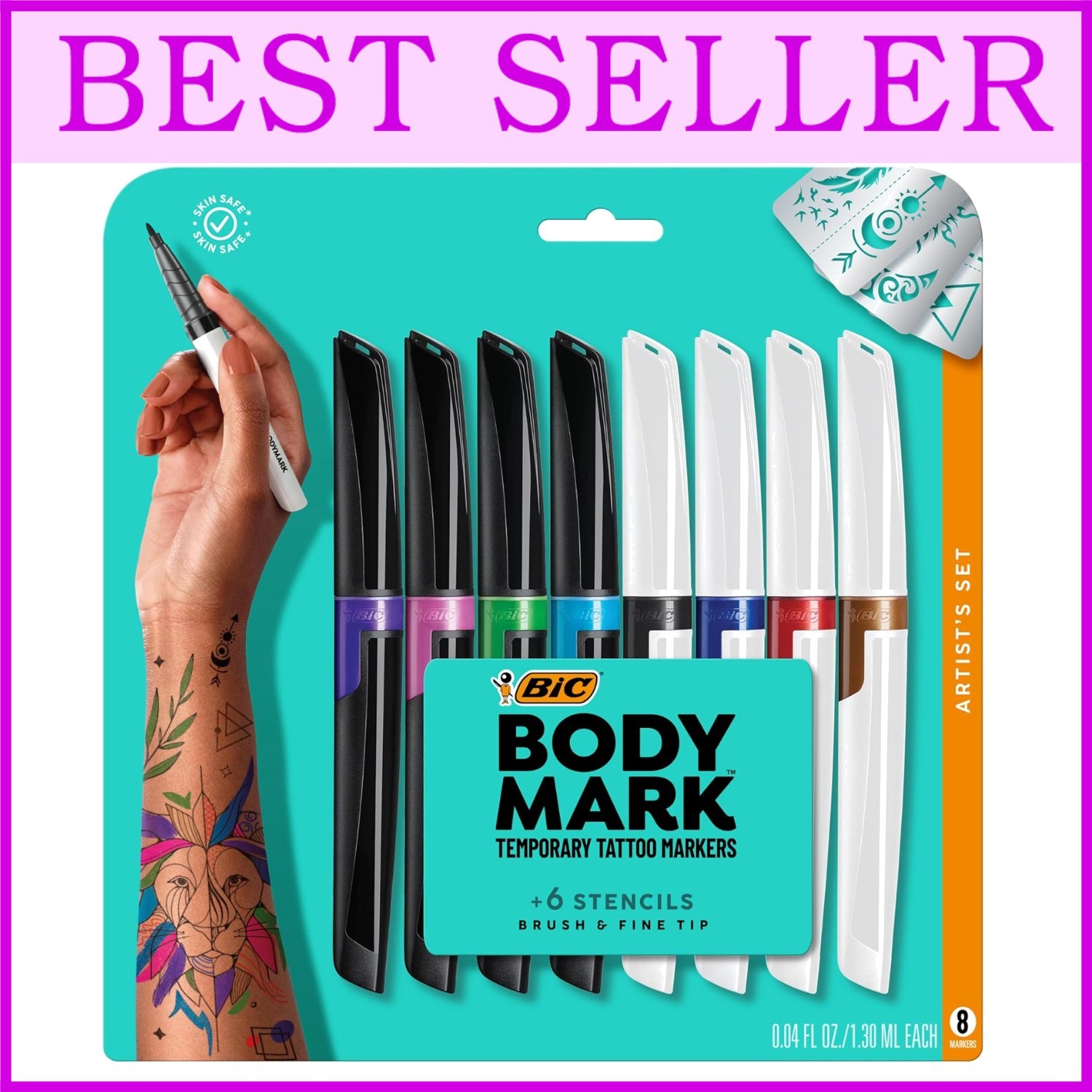 Fun & Easy Temporary Skin Art Pens, 8-Count Pack