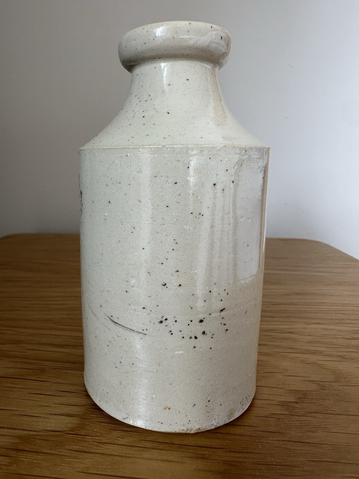 Antique Victorian Stoneware Pottery Ink Bottle Jar Cream Glazed