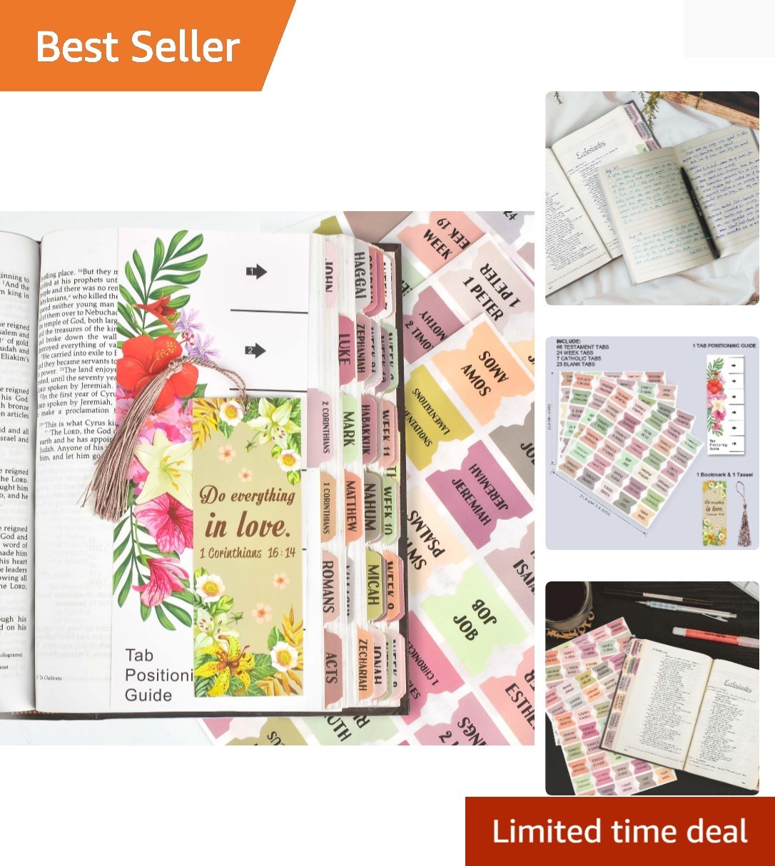 Stylish Bible Tabs with Beautiful Floral Design - 122 Durable and Easy to Apply