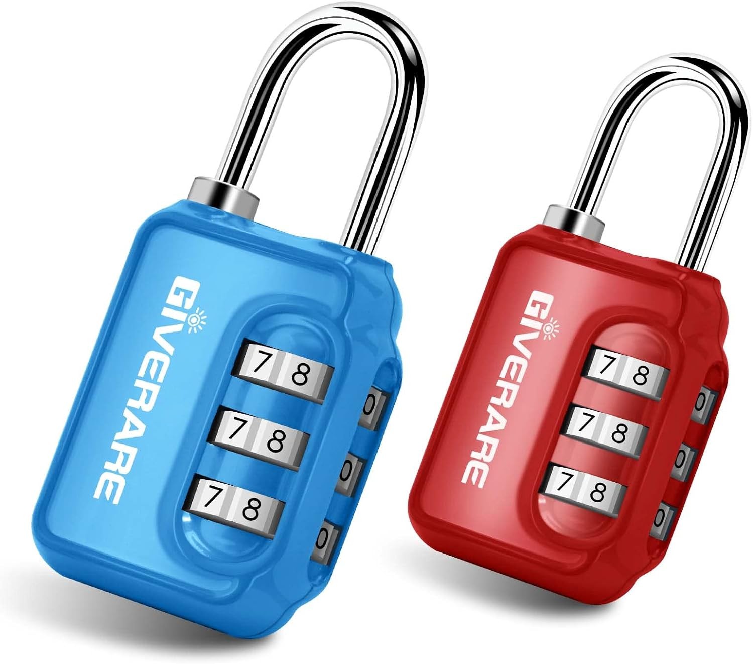 GIVERARE 2 Pack Combination Lock, 3-Digit Padlock Keyless, Resettable Luggage