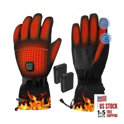  Heated Gloves for Men Women, Electric 3-Level Heating Gloves with Large