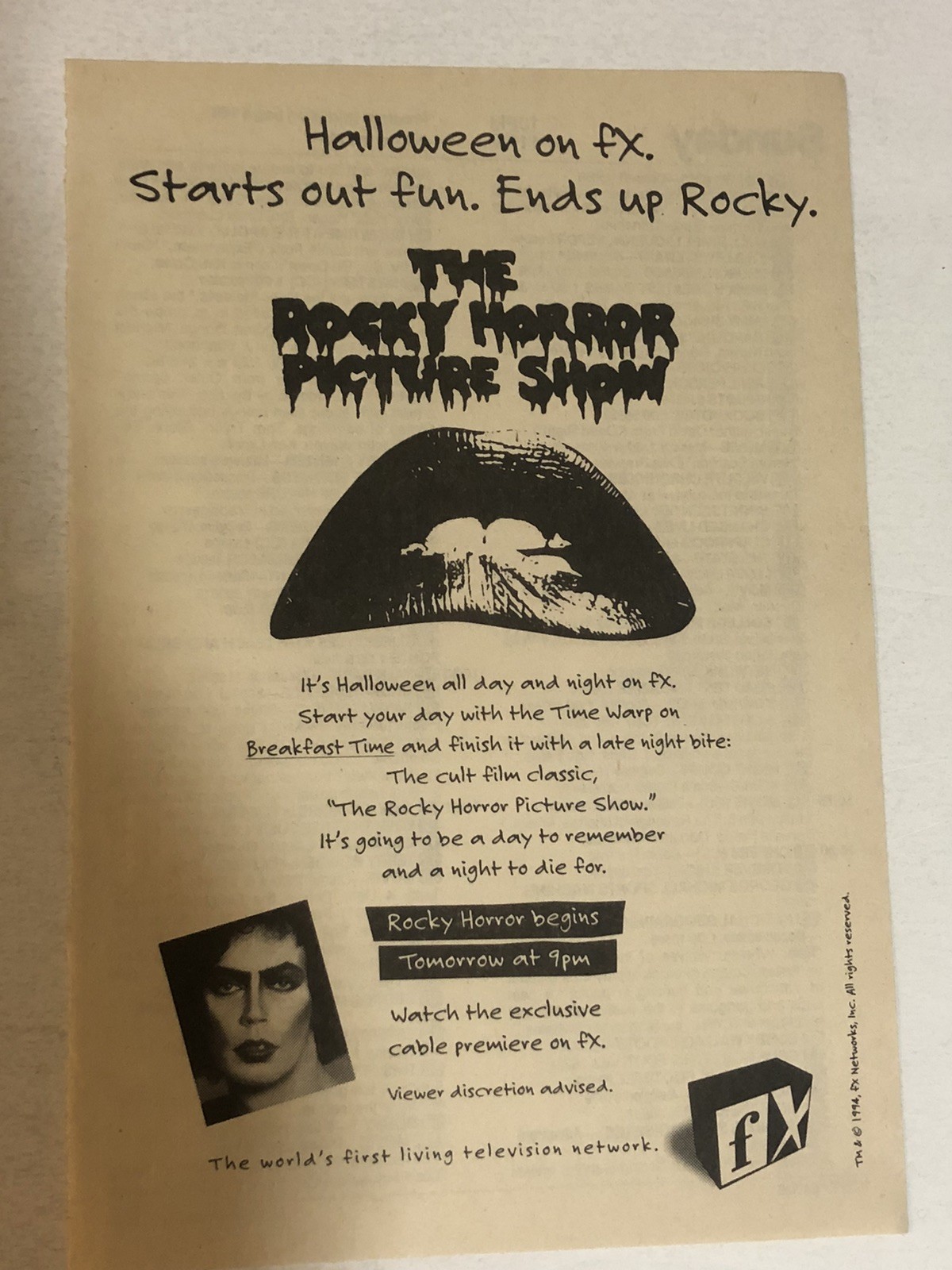 Rocky Horror Picture Show Movie Tim Curry Vintage Print Ad Tpa27
