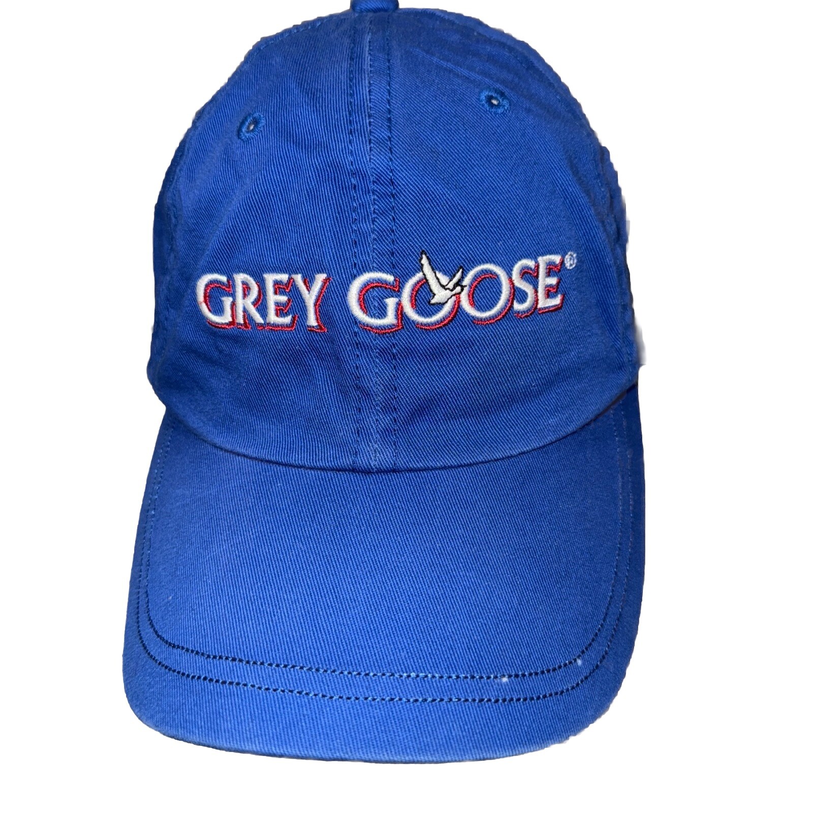 Grey Goose White w Red 3D Letters Royal Blue Hat Cap Hook Loop Cotton