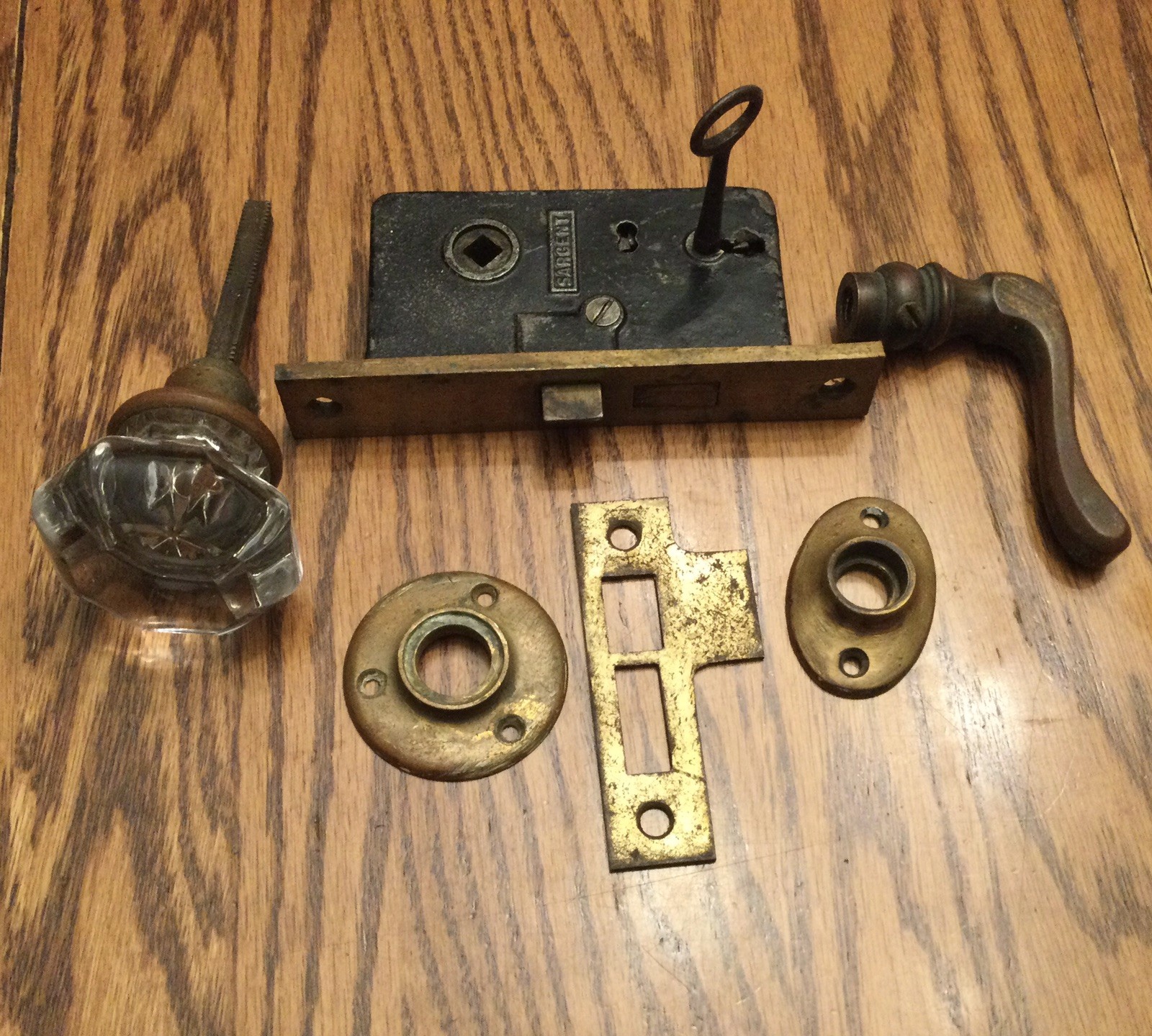Antique Sargent Mortise Lock Set, Door Hardware, Salvaged Victorian Style