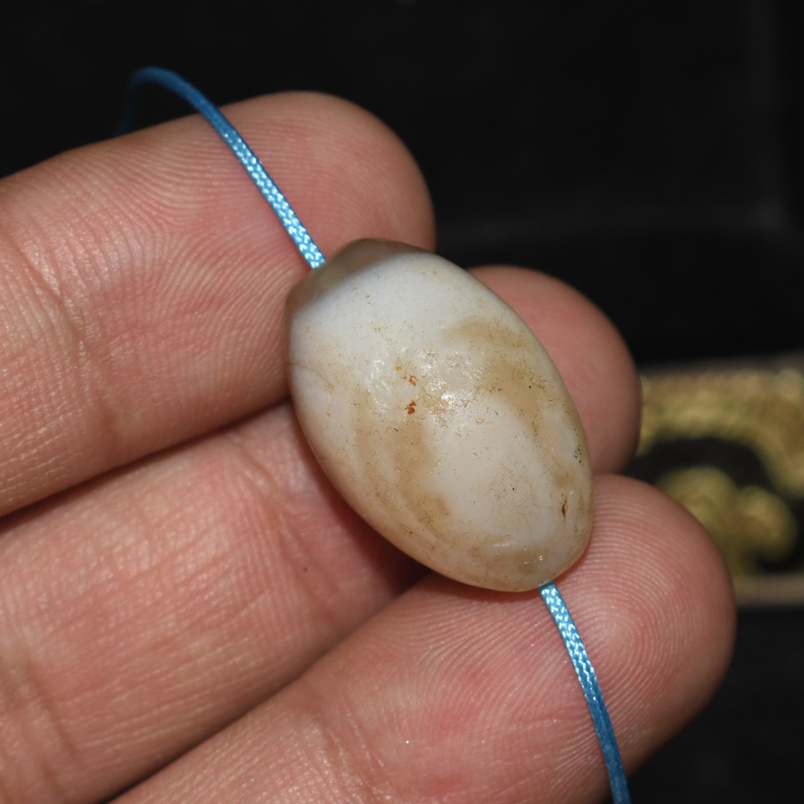 Large Ancient Tibetan Himalayan Banded Agate Stone Bead in good Condition