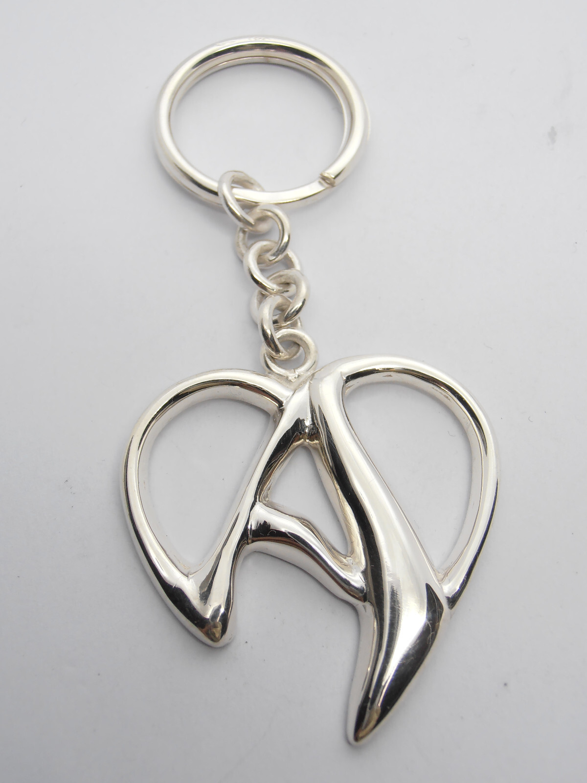 Keychain with initial A in the shape of heart in 925 SILVER - Alphabet Letter