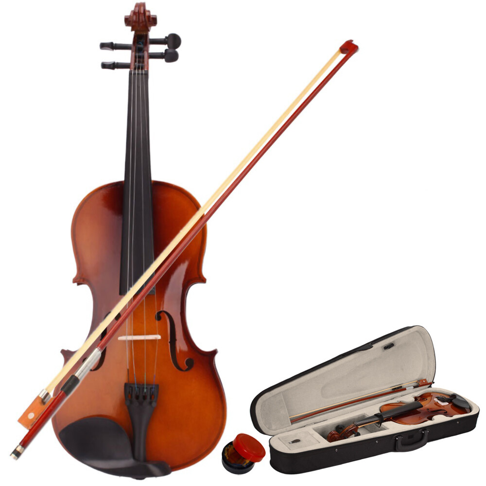 4/4 Full Size Acoustic Violin with Case Bow Rosin for Kids Natural Color